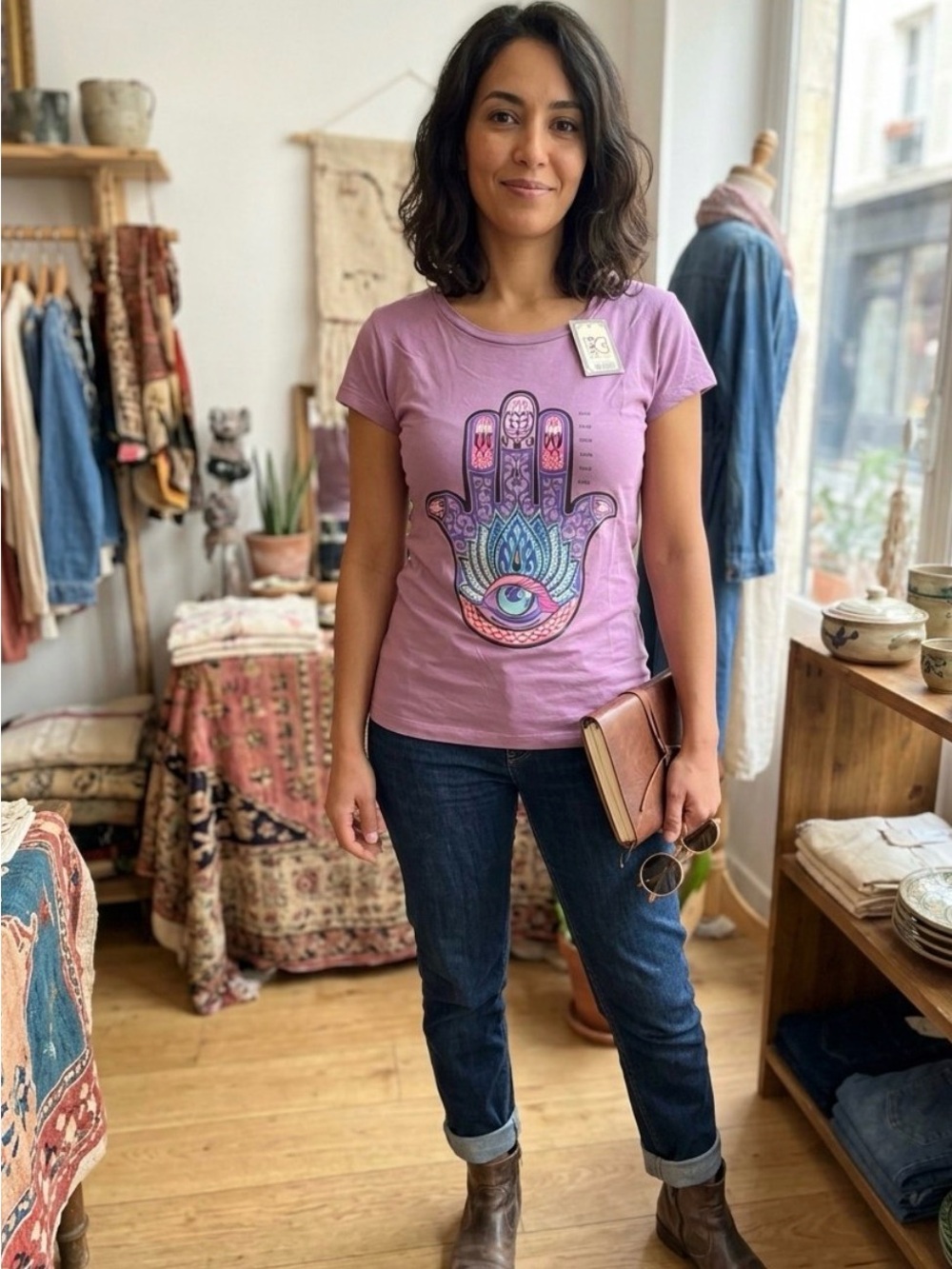 NWT Women’s Lavender Graphic Hamsa T-Shirt